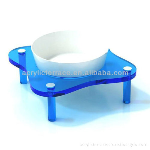 Blue Flower shape Acrylic pet feeder,pet bowls